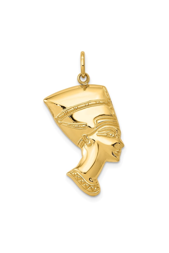 10k Yellow Gold Nefertiti Pendant for Women and Men, Afrocentric Egyptian Jewelry with Queen Profile, Symbol of Royalty, Beauty, Heritage, Empowerment, Unisex Statement Necklace