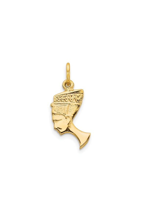 10k Yellow Gold Nefertiti Pendant for Women or Men, Egyptian Queen Profile Charm, African Heritage Jewelry, Symbol of Beauty Power and Culture, Unisex Necklace Accessory