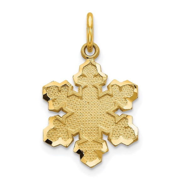 10k Yellow Gold Not engraveable Solid Satin Snowflake Charm Pendant Necklace Measures 20x22mm Wide - Bead Charm for Wome