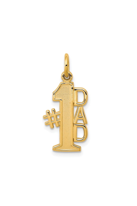 10k Yellow Gold Number One Dad Pendant Charm, Raised Lettering for Men