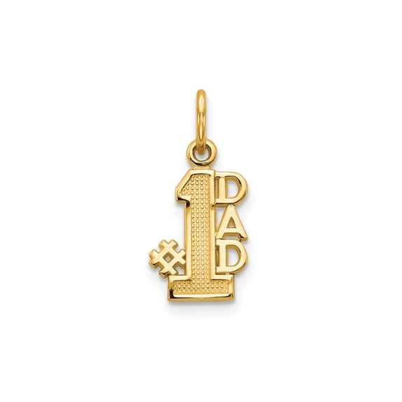 10k Yellow Gold Number One Dad Pendant for Men, Textured Masculine Charm for Chain, Symbol of Fatherhood, Family Pride and Appreciation Jewelry