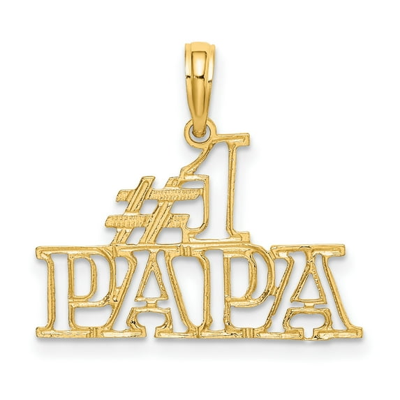 10k Yellow Gold Number One Papa Pendant for Men with Openwork Design, Fine Family Jewelry Charm, Symbolic Fatherhood Necklace Keepsake