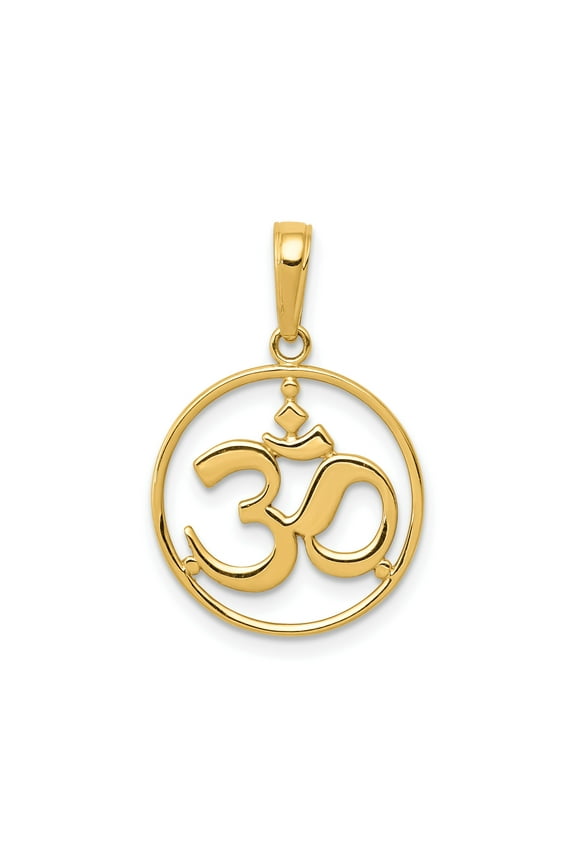 10k Yellow Gold Om Pendant for Men and Women, Sanskrit Yoga Charm for Spiritual Balance, Hindu-Inspired Meditation Jewelry for Eastern Energy and Harmony