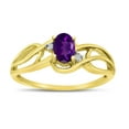 thumbnail image 1 of 10k Yellow Gold Oval Amethyst And Diamond Curve Ring, 1 of 6