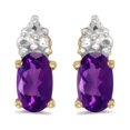 thumbnail image 1 of 10k Yellow Gold Oval Amethyst Earrings, 1 of 1