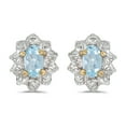 thumbnail image 1 of 10k Yellow Gold Oval Aquamarine And Diamond Earrings, 1 of 2