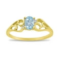 thumbnail image 1 of 10k Yellow Gold Oval Aquamarine And Diamond Ring, 1 of 6