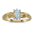thumbnail image 1 of 10k Yellow Gold Oval Aquamarine And Diamond Ring, 1 of 2