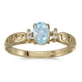 thumbnail image 1 of 10k Yellow Gold Oval Aquamarine And Diamond Ring, 1 of 2