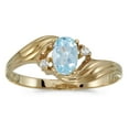 thumbnail image 1 of 10k Yellow Gold Oval Aquamarine And Diamond Ring, 1 of 2