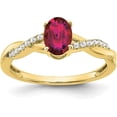 thumbnail image 1 of 10k Yellow Gold Oval Created Ruby and Diamond Ring, 1 of 4
