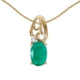thumbnail image 1 of 10k Yellow Gold Oval Emerald And Diamond Pendant, 1 of 1