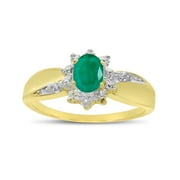 DIRECT-JEWELRY 10k Yellow Gold Oval Emerald And Diamond Ring