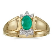 DIRECT-JEWELRY 10k Yellow Gold Oval Emerald And Diamond Ring