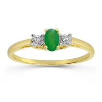 10k Yellow Gold Oval Emerald And Diamond Ring