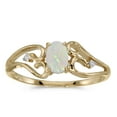 thumbnail image 1 of 10k Yellow Gold Oval Opal And Diamond Ring, 1 of 2