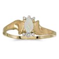thumbnail image 1 of 10k Yellow Gold Oval Opal And Diamond Satin Finish Ring, 1 of 1