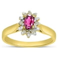 thumbnail image 1 of 10k Yellow Gold Oval Pink Topaz And Diamond Ring, 1 of 6