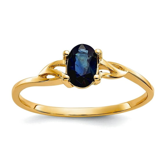 10k Yellow Gold Oval Polished Sapphire Ring Size 6 Ring for Women