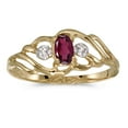 thumbnail image 1 of 10k Yellow Gold Oval Rhodolite Garnet And Diamond Ring, 1 of 1