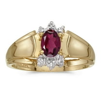 10k Yellow Gold Oval Rhodolite Garnet And Diamond Ring