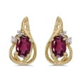 thumbnail image 1 of 10k Yellow Gold Oval Rhodolite Garnet And Diamond Teardrop Earrings, 1 of 1