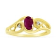 thumbnail image 1 of 10k Yellow Gold Oval Ruby And Diamond Ring, 1 of 6