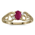 thumbnail image 1 of 10k Yellow Gold Oval Ruby And Diamond Ring, 1 of 1