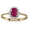 thumbnail image 1 of 10k Yellow Gold Oval Ruby And Diamond Ring, 1 of 1