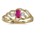 thumbnail image 1 of 10k Yellow Gold Oval Ruby And Diamond Ring, 1 of 2
