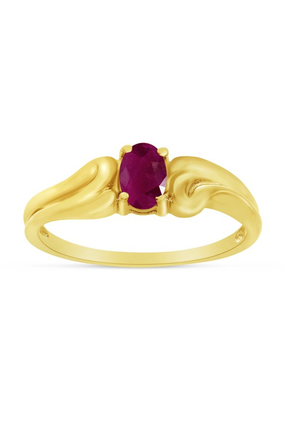10k Yellow Gold Oval Ruby And Diamond Ring
