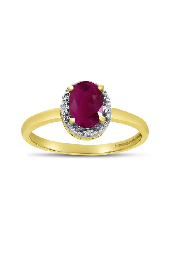 10k Yellow Gold Oval Ruby And Diamond Ring