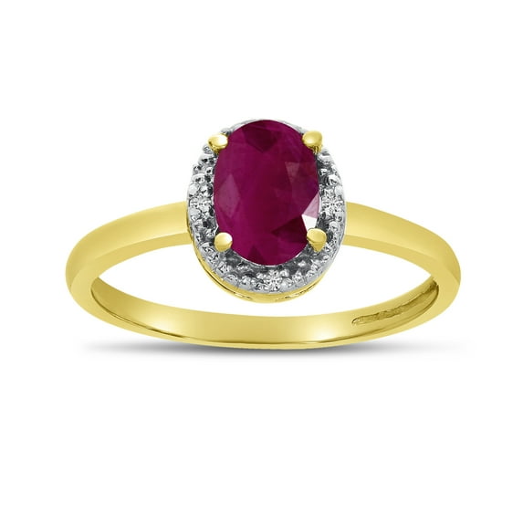 10k Yellow Gold Oval Ruby And Diamond Ring