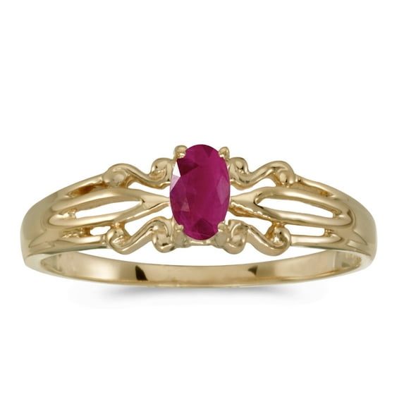 10k Yellow Gold Oval Ruby Ring