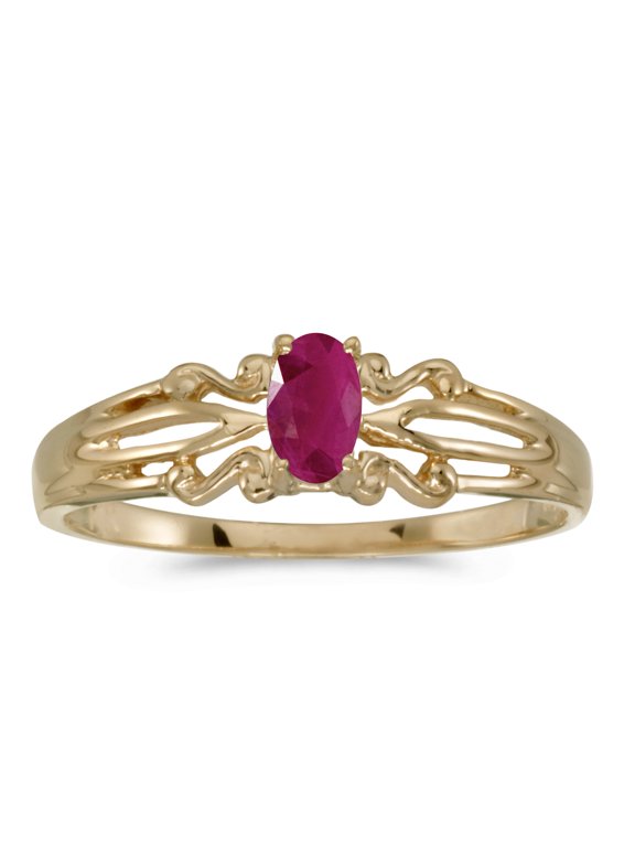 10k Yellow Gold Oval Ruby Ring
