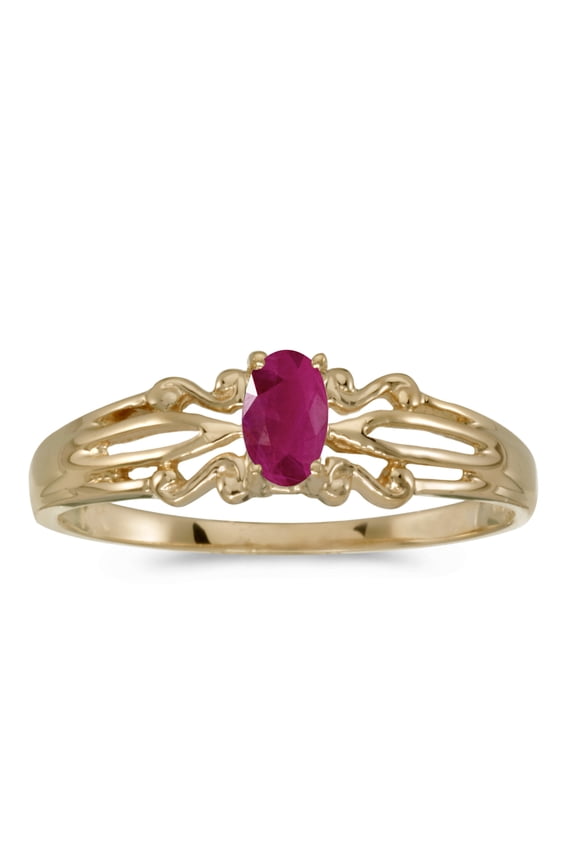 10k Yellow Gold Oval Ruby Ring