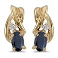 thumbnail image 1 of 10k Yellow Gold Oval Sapphire And Diamond Earrings, 1 of 3
