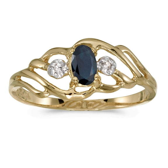 10k Yellow Gold Oval Sapphire And Diamond Ring