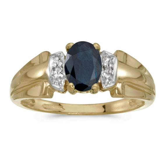 10k Yellow Gold Oval Sapphire And Diamond Ring