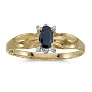 DIRECT-JEWELRY 10k Yellow Gold Oval Sapphire And Diamond Ring