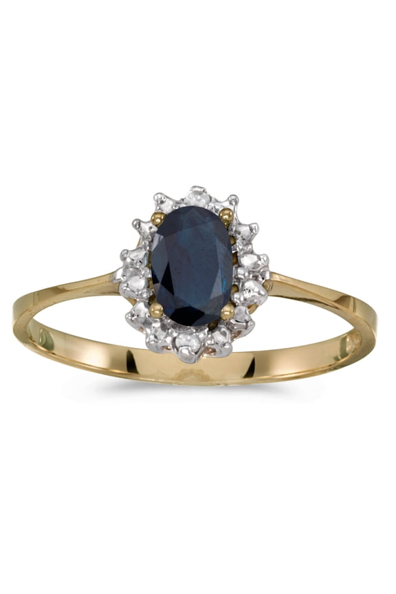 10k Yellow Gold Oval Sapphire And Diamond Ring
