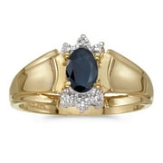 DIRECT-JEWELRY 10k Yellow Gold Oval Sapphire And Diamond Ring