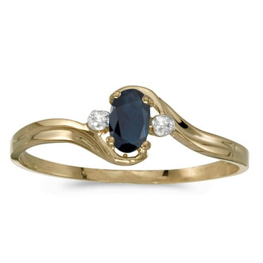 10k Yellow Gold Oval Sapphire And Diamond Ring