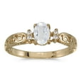 thumbnail image 1 of 10k Yellow Gold Oval White Topaz And Diamond Ring, 1 of 2