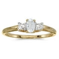 thumbnail image 1 of 10k Yellow Gold Oval White Topaz And Diamond Ring, 1 of 1