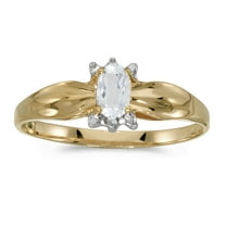 10k Yellow Gold Oval White Topaz And Diamond Ring