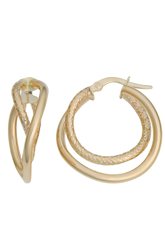 KoolJewelry 10k Yellow Gold Overlap Double Hoop Earrings