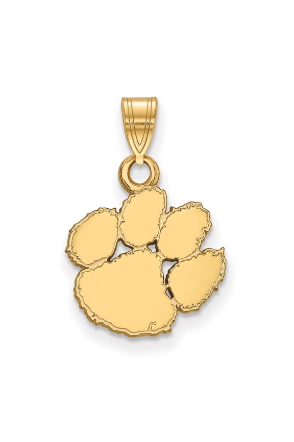 10k Yellow Gold Paw Print Pendant Charm for Men and Women, Unisex Animal Outline Necklace Symbolizing Loyalty, Pet Lover Jewelry, Team Spirit College Sports Accessory