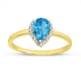 thumbnail image 1 of 10k Yellow Gold Pear Blue Topaz And Diamond Ring, 1 of 8