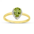 thumbnail image 1 of 10k Yellow Gold Pear Peridot And Diamond Ring, 1 of 6